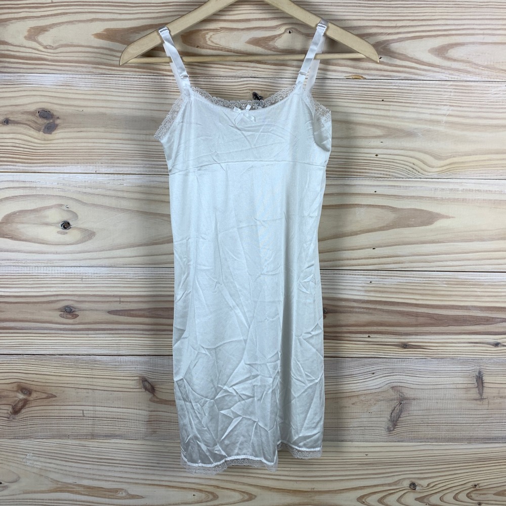 IC Collections Full Slip Girls 10 White Satin Lace Underwear Vintage USA